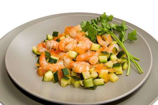 gamberi e zucchine