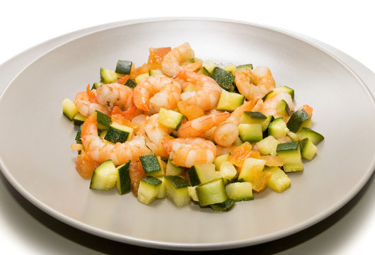 gamberi e zucchine