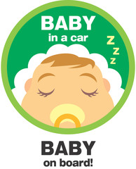 赤ちゃんが車に乗っていることを知らせるステッカー