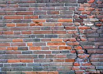 Italy Ravenna, medieval stone and brick wall