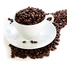 Cup full of coffee beans