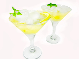 alcohol liqueur cocktail with lemon