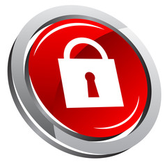 3d glossy button with padlock icon