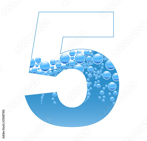 “Bubbles and Water Isolated Alphabet Number Five 5” Stock image and