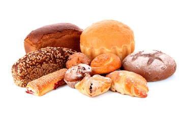 Fresh wheat bread. Isolated on white background