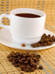 Strong coffee and coffee beans