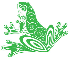 green frog with a pattern on the back