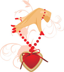 Female hand with heart. Vector