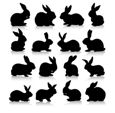 collection of different rabbit silhouettes