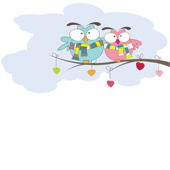 Background with birds. Vector illustration