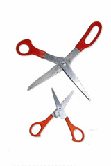 Big size scissors fight with small size scissors
