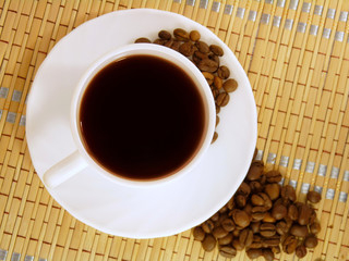 Strong coffee and coffee beans