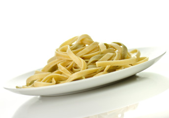 Cooked spinach pasta