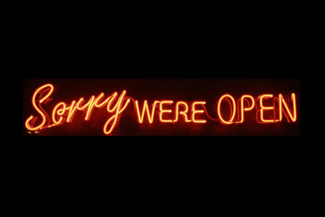 Sorry were open neon signage