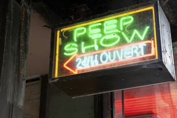 Peep Show neon signage