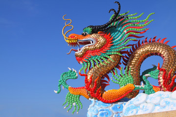 colorful chinese dragon statue