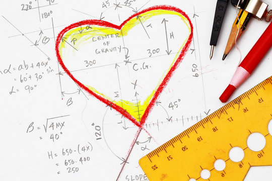 Hearts drawing with calculation