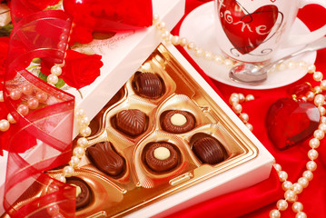 chocolates and coffee for Valentine
