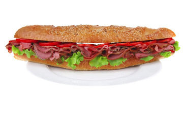 long baguette with smoked chicken sausage
