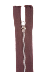 Closed Silver Metal Zipper Pull Tab Isolated White