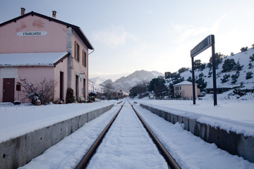 Voie de chemin de fer à Francardo en Haute Corse