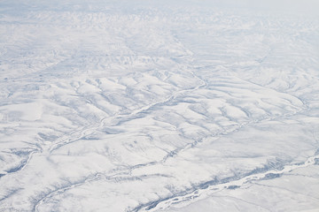 Snow Covered Verkhoyansk Mountains Olenyok River