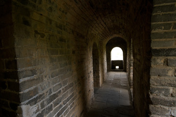 Fototapeta na wymiar Brick Hallway Inside Great Wall Mutianyu China