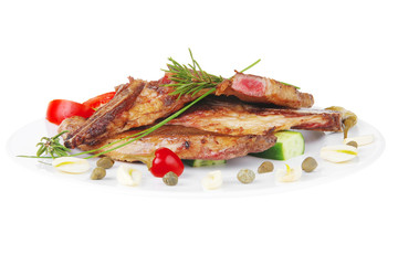 roasted beef meat bone steak on ceramic dish