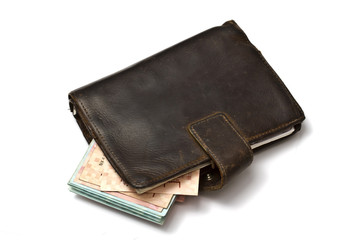 Old wallet with cash