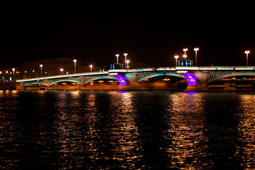 night bridge in St. Petersburg city