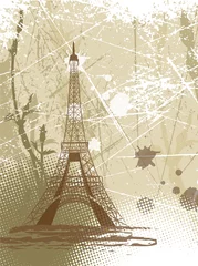 Papier Peint photo Illustration Paris Grunge Tour Eiffel
