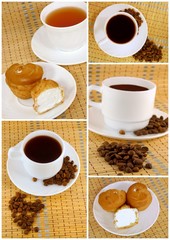 Tea and coffee, collage