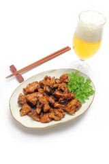 焼きホルモンとビール