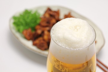 ホルモン焼きとビール