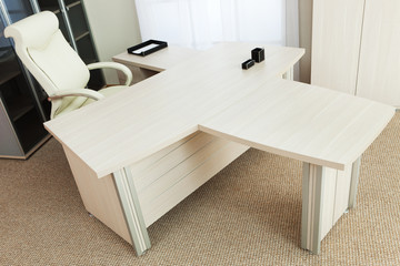 white and a large desk