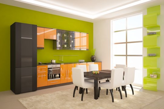 green kitchen composition