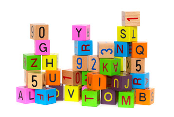 Wooden blocks with letters