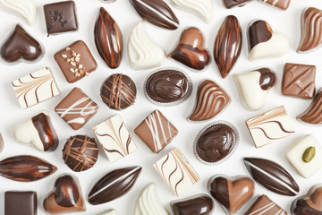 Chocolate on white background