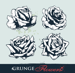 Set of grungy roses