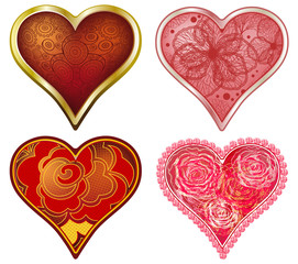 Fototapeta na wymiar Vector set of stylized Hearts. Vector Illustration