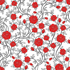Seamless rose flower pattern . Vector Illustration