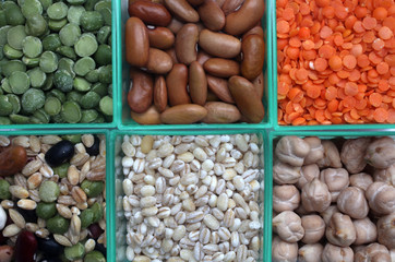 Various beans and grains close up