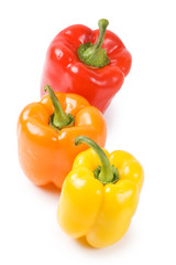 Three pepper isolated on white background