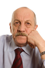 The elderly man isolated on white background