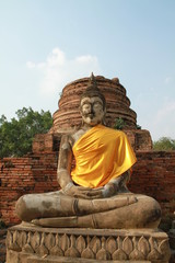 Stone statue of a Buddha at Wat Yai Chaimongkol,Thailand.