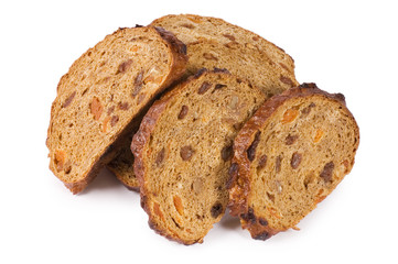 The cut bread isolated on white background