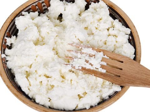 fresh quark  is in in a ceramic dish