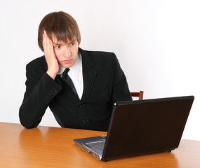 Businessman shocked by what he saw in a notebook