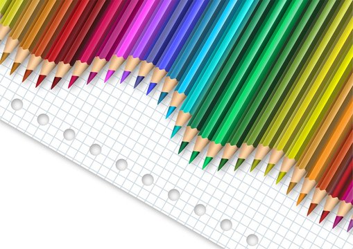 Matite colorate su foglio a quadretti