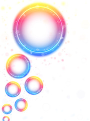 Rainbow Circle Bubbles background with Sparkles and Swirls.